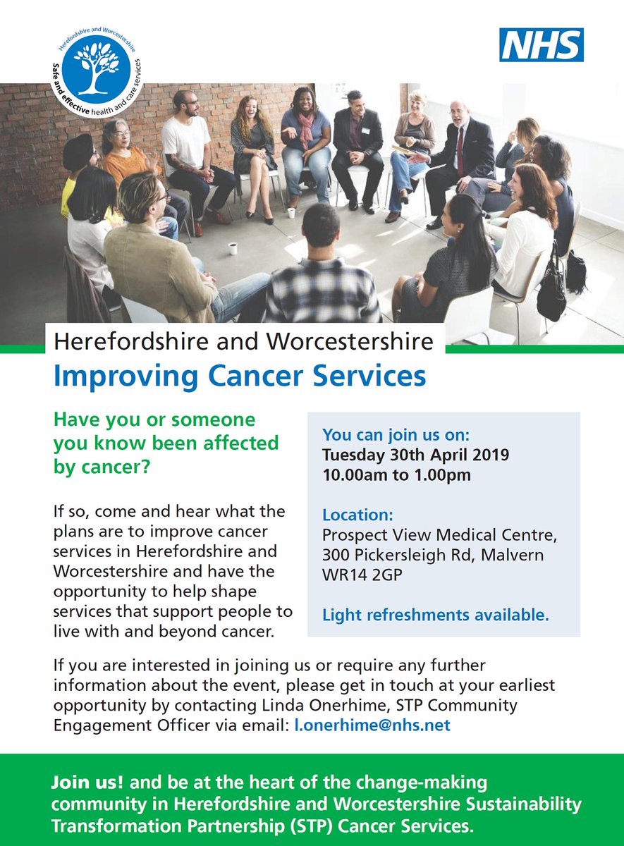 don't miss out on giving your views at this two county event on cancer care!