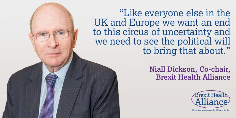 NHSConfed's tweet photo. End Brexit 'circus of uncertainty' says Brexit Health Alliance co-chair and NHS Confederation chief executive Niall Dickson: https://t.co/6wf04LeFE6  #Brexit #BrexitHealthAlliance https://t.co/xiqQYrZ50J