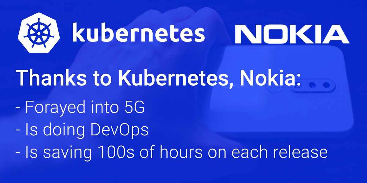 kubernetesio's tweet photo. NEW case study! 🔎Look at how @nokia is using #Kubernetes to enable #5G and #DevOps https://t.co/wQ81PCYNOI #telecom https://t.co/T2tv17y9rI