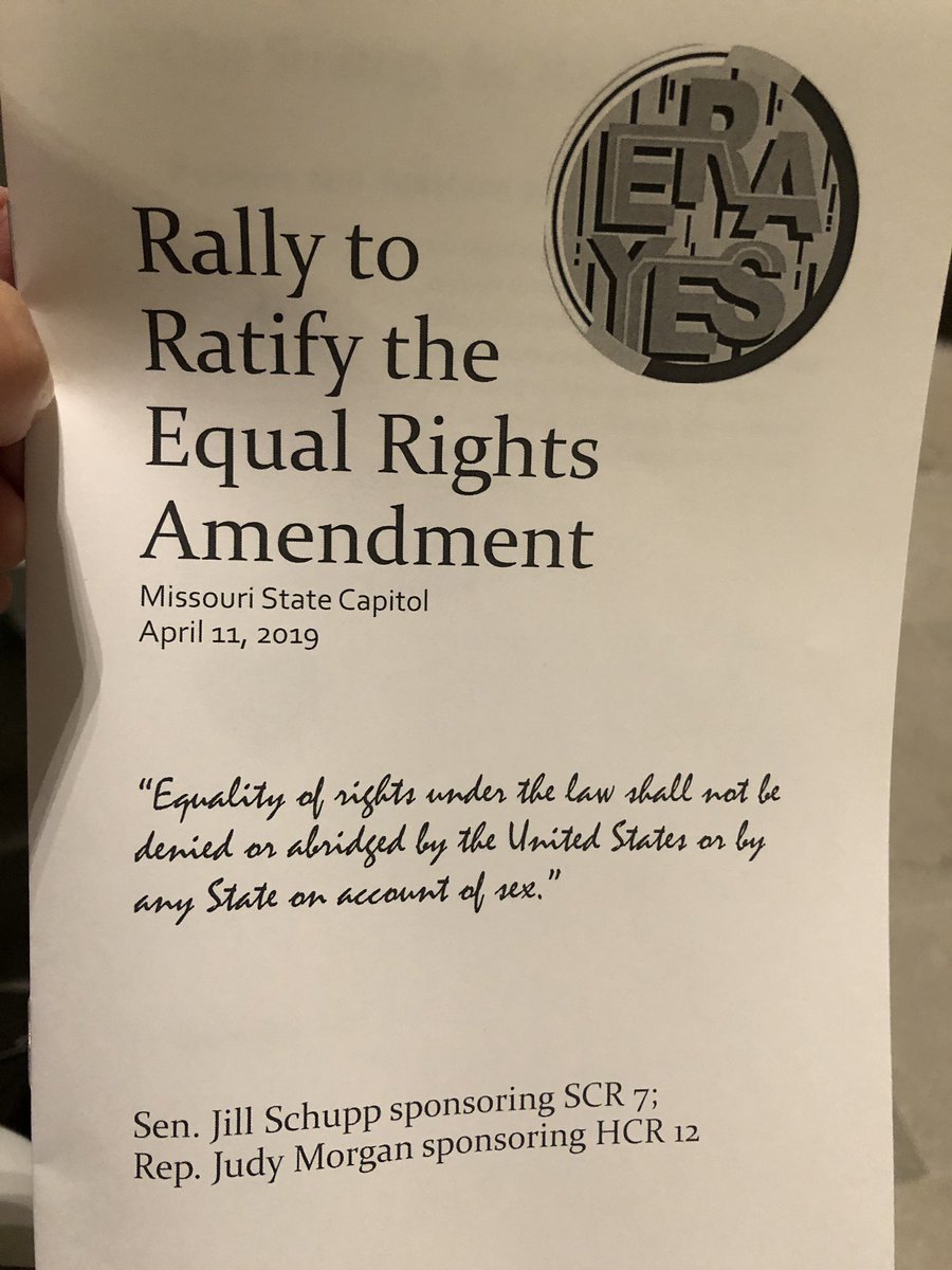 MissouriAction's tweet photo. It’s time Missouri! Thank you Rep. Judy Morgan and Sen. Jill Schupp for sponsoring HCR 12 and SCR 7 to ratify the ERA!  #moleg #ERA4MO #project28MO #ERANOW https://t.co/GqDovulrsc