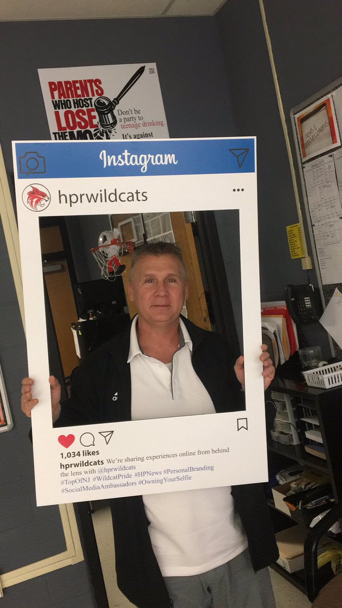 Cut out for our upcoming social media day on the 16th! Everything’s coming together nicely, and whose better to pose behind it then <a href="/kfenlon67/">Kevin Fenlon</a> #social #media #liketheinstapost <a href="/HPRwildcats/">High Point Regional High School</a> <a href="/ToddVanorden/">Todd Van Orden</a>