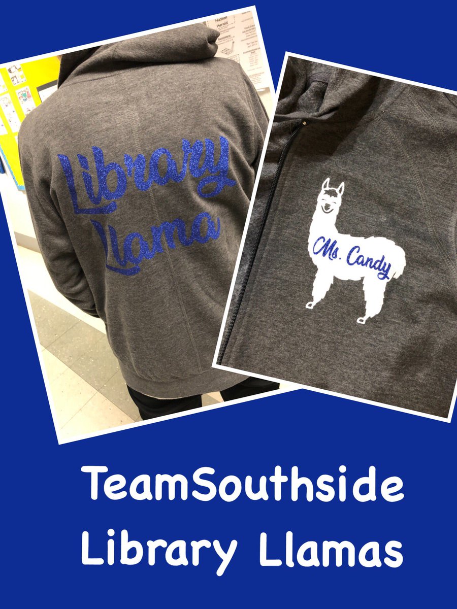 candida0703's tweet photo. New “school jacket” - It’s the little things! 🤣💙🦙 #TeamSouthside #LibraryLlamas https://t.co/zQGfXStVHZ