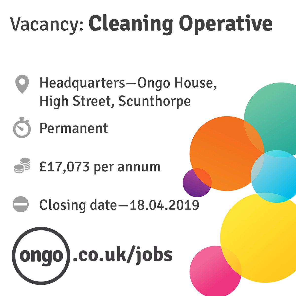 ongoJobs's tweet photo. VACANCY - Cleaning Operative! For more info, please visit https://t.co/w02HnGRxif https://t.co/Zdfe78HIXm