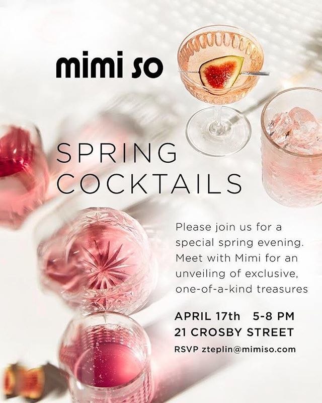 MimiSoJewels's tweet photo. Cocktails my place on Crosby St. next week! RSVP for you and your guest zteplin@mimiso.com🍹🍸🥂Can’t wait to see you guys! ❤️ sweet little surprises! #mimisocrosby #soho #downtown #jewelrylover #sofun https://t.co/DiQ8eospE3 https://t.co/55WyrcSash