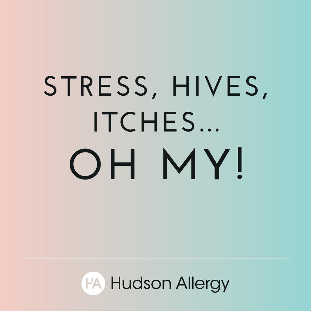 HudsonAllergy's tweet photo. Does stress cause hives to break out on your skin? Or do they pop up for other reasons? Take a guess in the comments and stay tuned for the reveal tomorrow! https://t.co/ZAduMfatAM