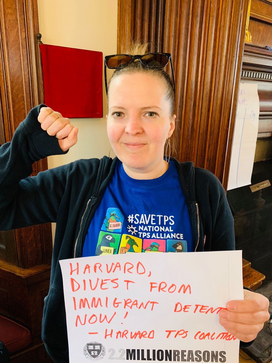 HarvardPDC's tweet photo. Harvard, divest from immigrant detention centers now! Harvard TPS Coalition #ReasonstoDivest https://t.co/65vFrGpokG