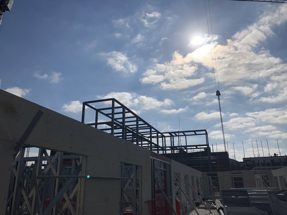 Metsec frame flying up on the new 162 bedroom Hampton by Hilton at Park Royal, all ahead of programme, well done team @MaithDesign @R_G_B_Group @ShearDesign2 @StarboardHotels @deanstreetdev @rhomco @HiltonHotels