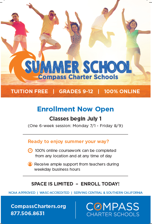 CompassCs's tweet photo. Looking for a #flexible #summer #program for your high schooler? #ChooseCompass ! Summer school #enrollment is open. Classes begin July 1. Visit our website for more information: https://t.co/YJERfu1DxT #onlinelearning #DiscoverCharters https://t.co/guwAD3OinA