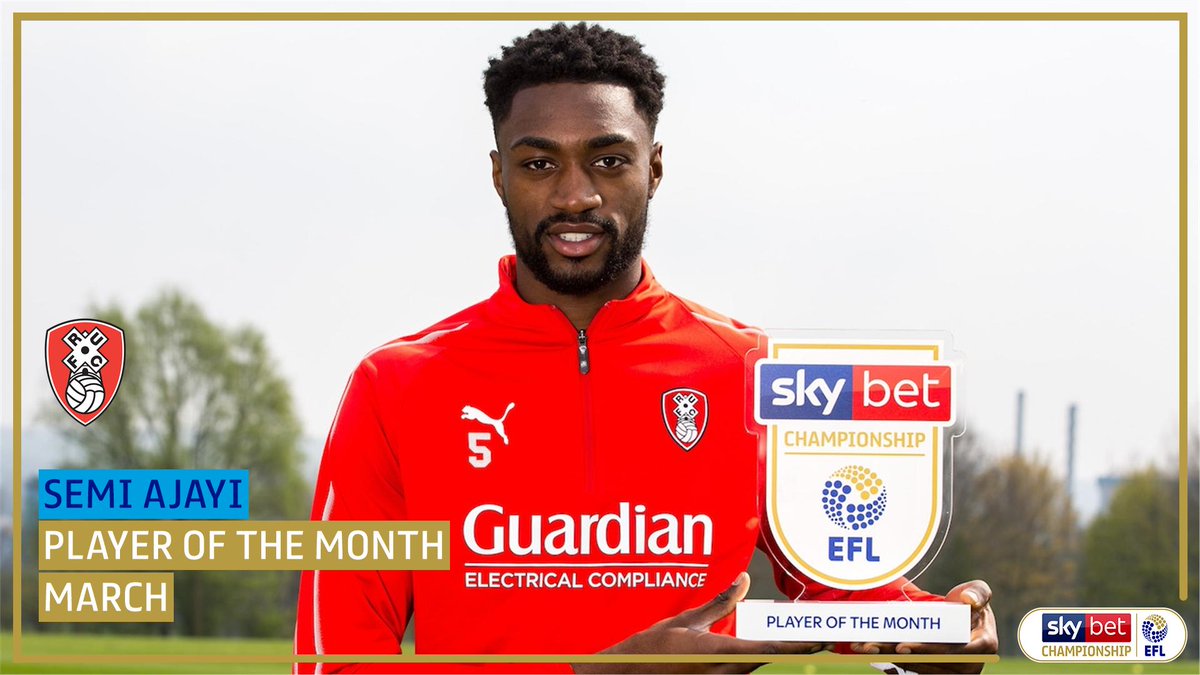 Five goals in five games for <a href="/OfficialRUFC/">Rotherham Miller</a> midfielder Semi Ajayi. 

He deservedly picks up the #SkyBetChampionship Player of the Month Award for March.

po.st/7ez6Vv

#EFL | #POTM