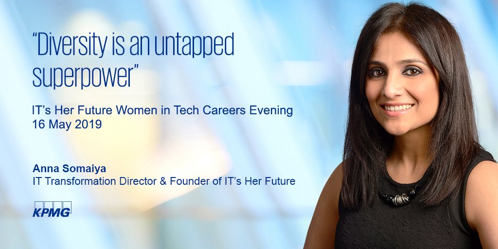 kpmguk's tweet photo. Speak with the founder of #ITsHerFuture at our Women in Tech Careers Evening on 16th May in Manchester to find out how this signature programme will support &amp; encourage you to reach your full potential. Register now: https://t.co/sR6mMVdWfW  #WomeninTech #TechUK https://t.co/GaD5Fo9cRb