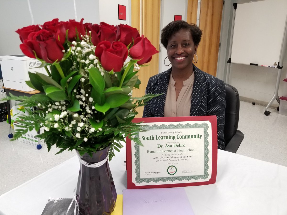 NewtonSupt's tweet photo. Oh yeah!!!! Please join me in congratulating @Banneker_HS' very own Dr. Ava Debro on being named  @fultonslc 2019 Assistant Principal of the Year. @3DEschools @jageorgia. #LevelUp https://t.co/wC0RWUH5a8