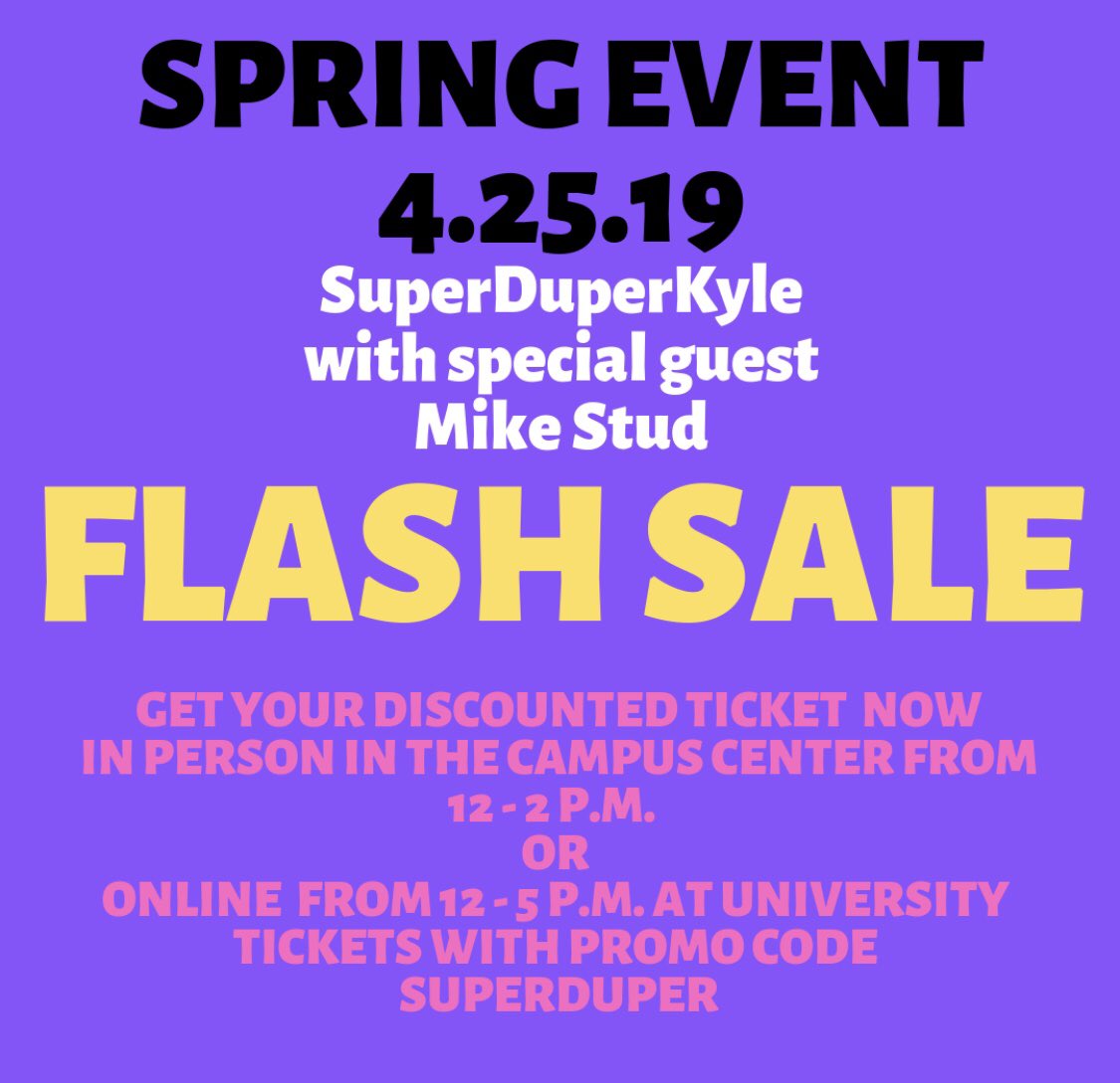 Flash sale happening now!! Buy in person or online and use code SUPERDUPER