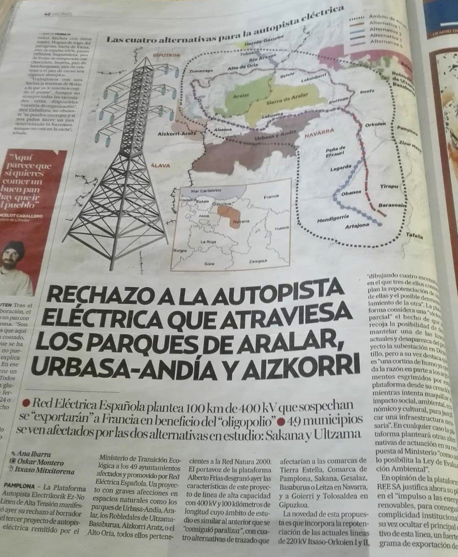sustraierak's tweet photo. El Diario de Noticias (@NoticiasNavarra) de hoy en papel también trae la noticia del proyecto de nueva línea eléctrica Muruarte-Itsaso, además con un espectacular infograma!! https://t.co/0YtvZLMUH9