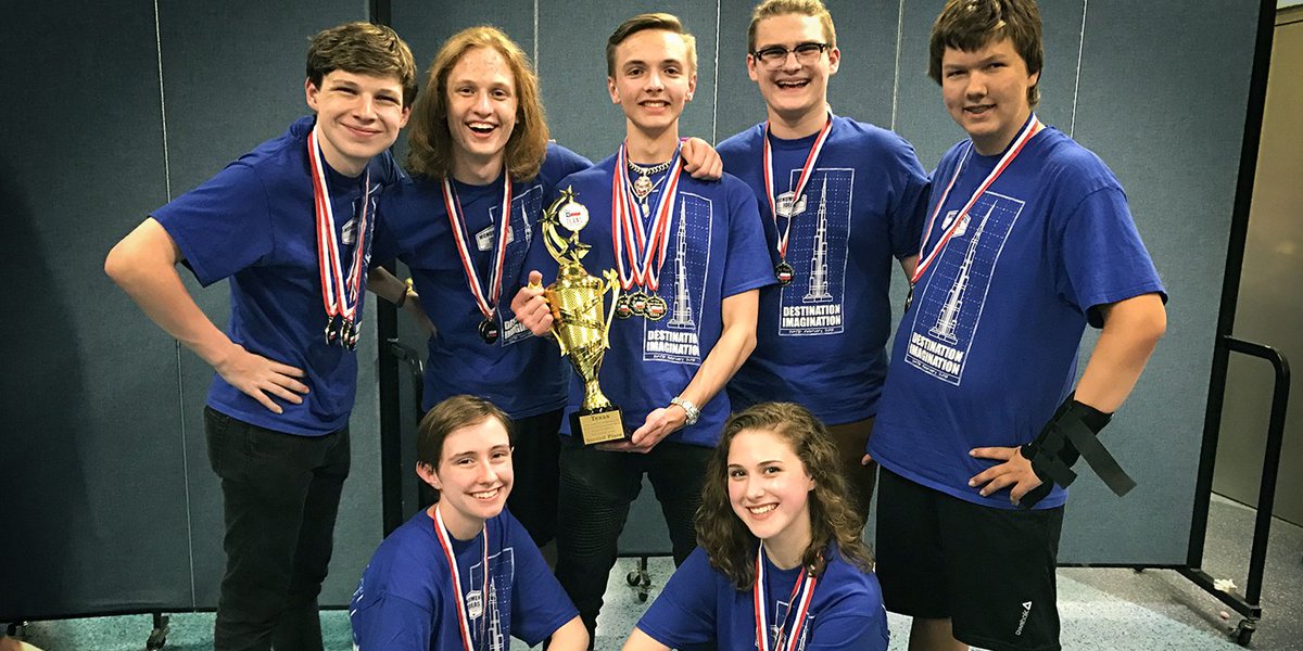Allen_ISD's tweet photo. Headed to Globals! Five Allen ISD Destination Imagination teams have advanced to the @IDODI Global Finals held May 22-25 in Kansas City. Pictured is the Structure/Engineering team from @AllenHS_Eagles. Best of luck to all our teams! https://t.co/fUV28kXp0o