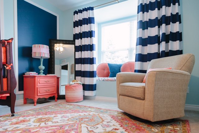 RimaDesignsLLC's tweet photo. Don't be afraid to use bright colors. This nursery was a joy to work on. The coral and navy tones work so well together. Its nautical meets bohemian in this babies crib. #spring #interiordesign #coarl #nursey #nurserydesign #nautical #bohemian #rimadesigns https://t.co/NygLaRXx0D