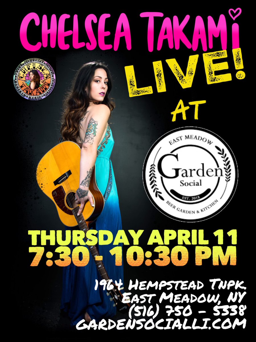 Come hang at @gardensocialli in East Meadow tonight! It’s a new spot and my first time playing there ☺️ see ya tonight!