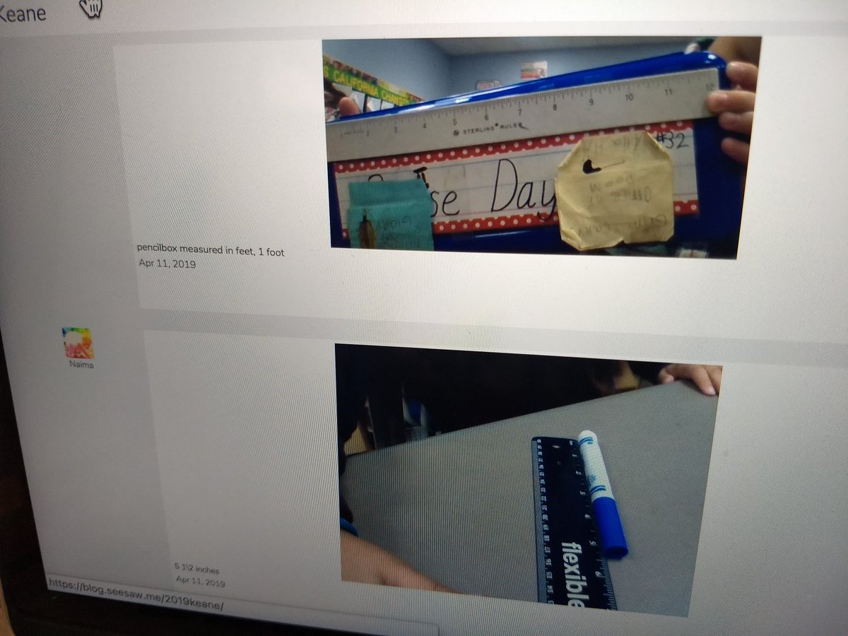 Hooray for awesome <a href="/Seesaw/">Seesaw</a> math we measured the class and had to determine what measurements are best for what objects.  #opshares millimeters, centimeters, inches, or feet.  Then they actually measured it.