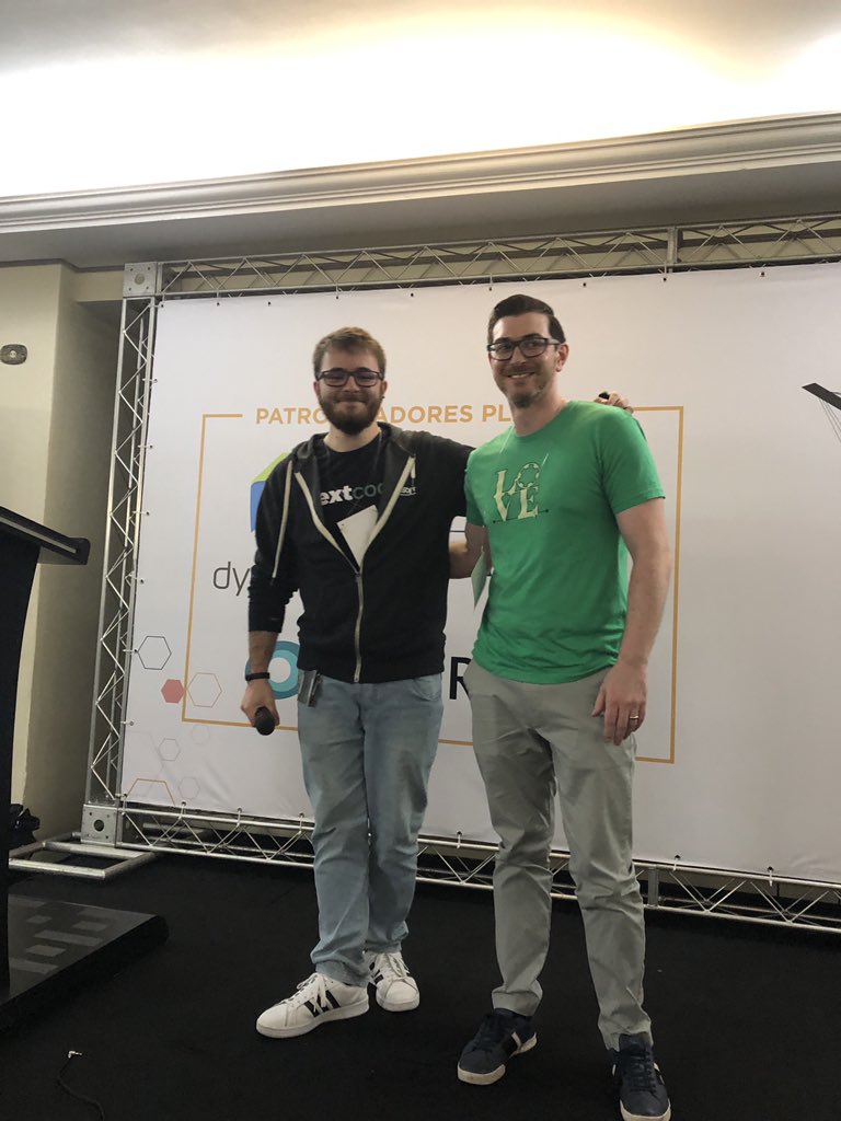 peterjshan's tweet photo. Turns out @_StaticVoid and I both spoke at @sp_devopsdays on our birthday! #dodsp2019 https://t.co/uzTb33weef