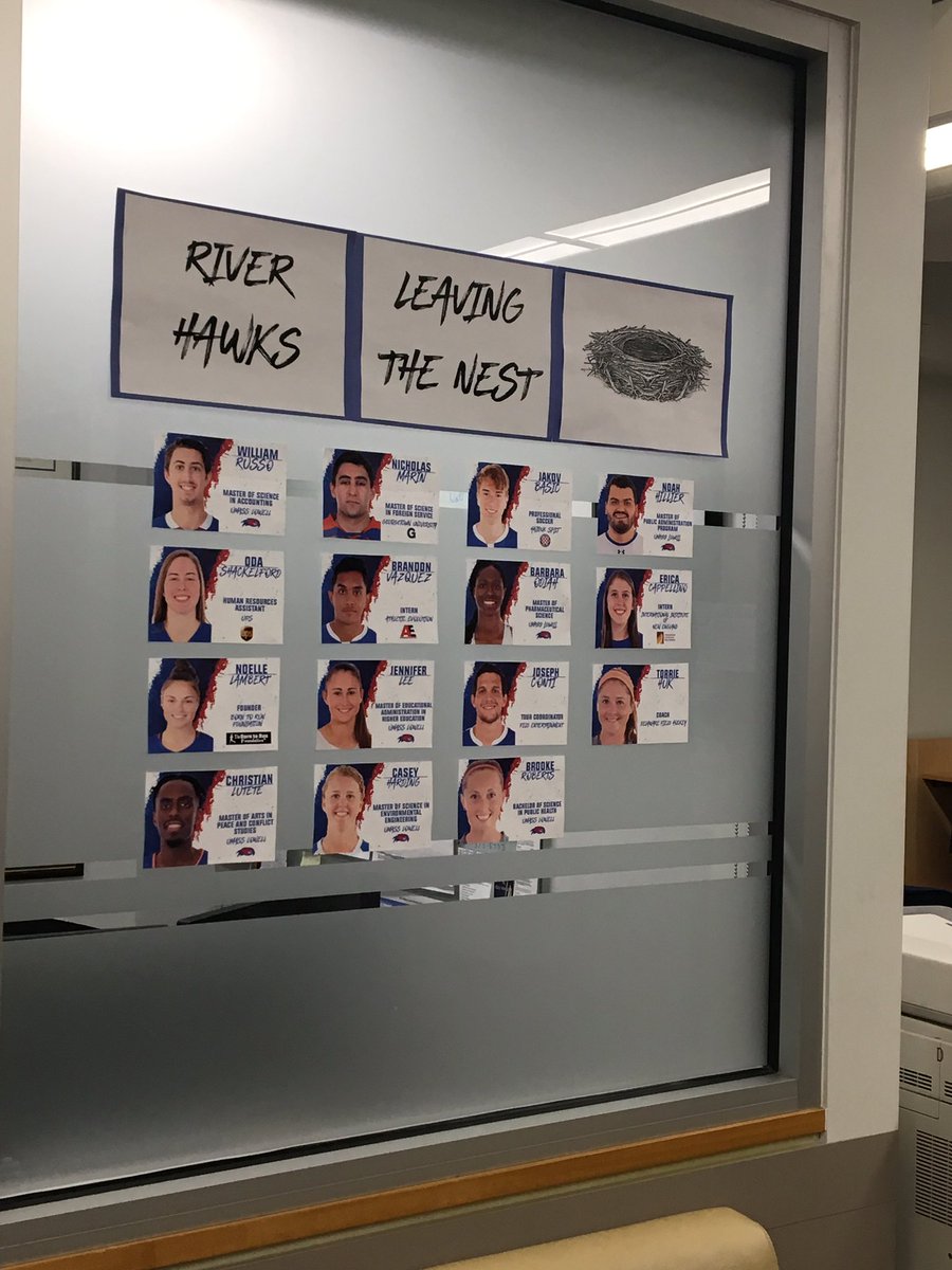 RiverHawkACAD's tweet photo. Congratulations to all @RiverHawkNation seniors who are graduating in 37 days from @UMassLowell! If you are a senior, we would love to share where you are going! Stop by the Academic Center and tell us! We would love to add you to our Senior Wall. #AlwaysARiverHawk #UnitedInBlue https://t.co/pf39oT5sJD