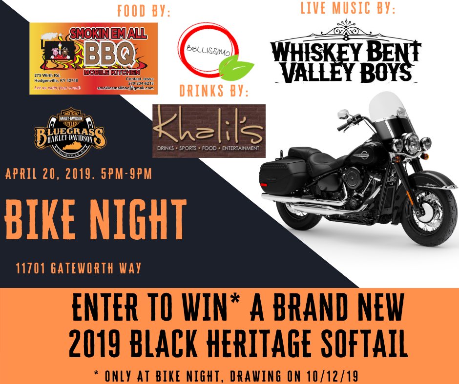 BluegrassHD's tweet photo. Bike Night just keeps getting better 😎 No bike? No problem! ALL ARE WELCOME! https://t.co/PmrTaQc6S4