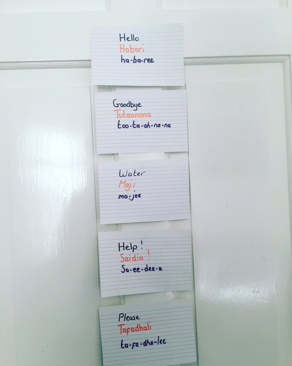 We now have a growing collection on flash cards on our door to help me learn Swahili (My family have even joined in to help me learn) <a href="/GSadlerPhysio/">GarySadlerPhysio</a> <a href="/WiseHooot/">Wise Marketing</a> <a href="/designsalike/">Designs Alike</a> <a href="/AGSPortsmouth/">Andy Gas</a> <a href="/TripsInAfrica/">African Adventures</a> @SpfldUK #kenya #africanadventures #120daystogo