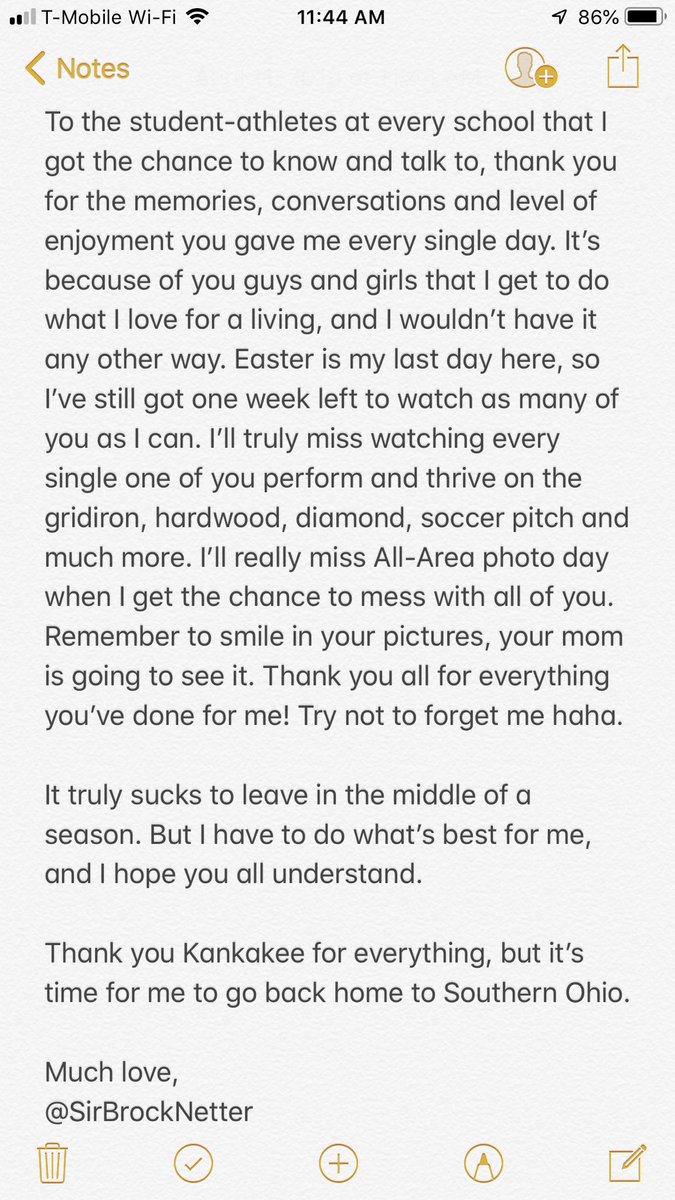 SirBrockNetter's tweet image. Thank you Kankakee and the entire sports coverage area for everything! I won’t forget any of you.
Next week is my final week in Kankakee before starting a new chapter.
The time has come for me to go back to Southern Ohio. Much love!