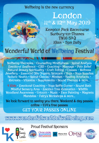 Don't miss the Wonderful World of Wellbeing festival next month! Visit wonderfulworldofwellbeing.com for details. (10am-5pm from 11th-12th May)