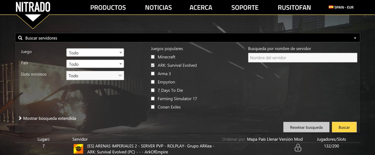 rusitofan's tweet photo. Primer Server del ARK y Septimo en general de mas de 15000 servidores @NitradoES en tres dias , vamo ahi locoooo https://t.co/9yS7p9OND8