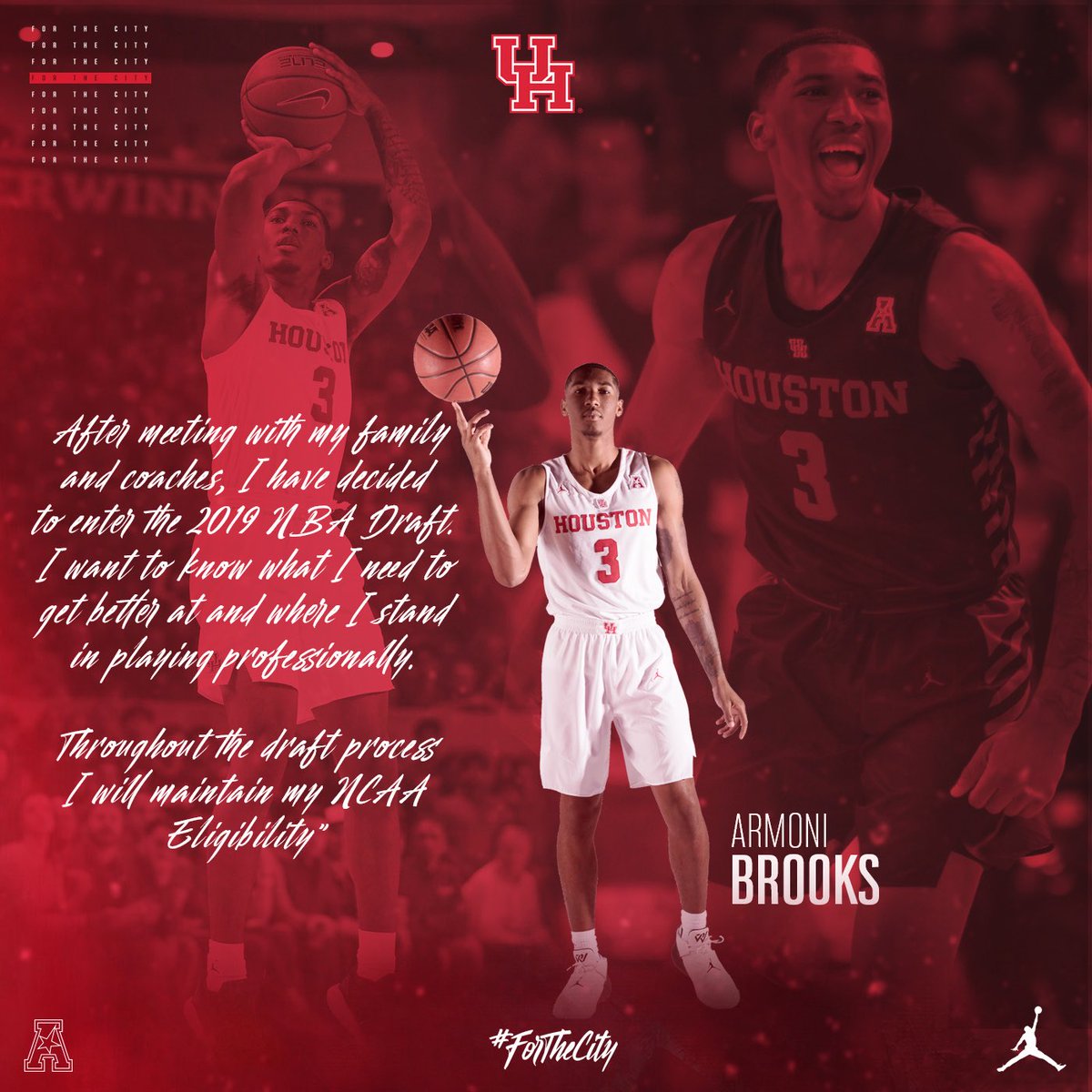 Armoni Brooks Houston Cougars Basketball Jersey - Red