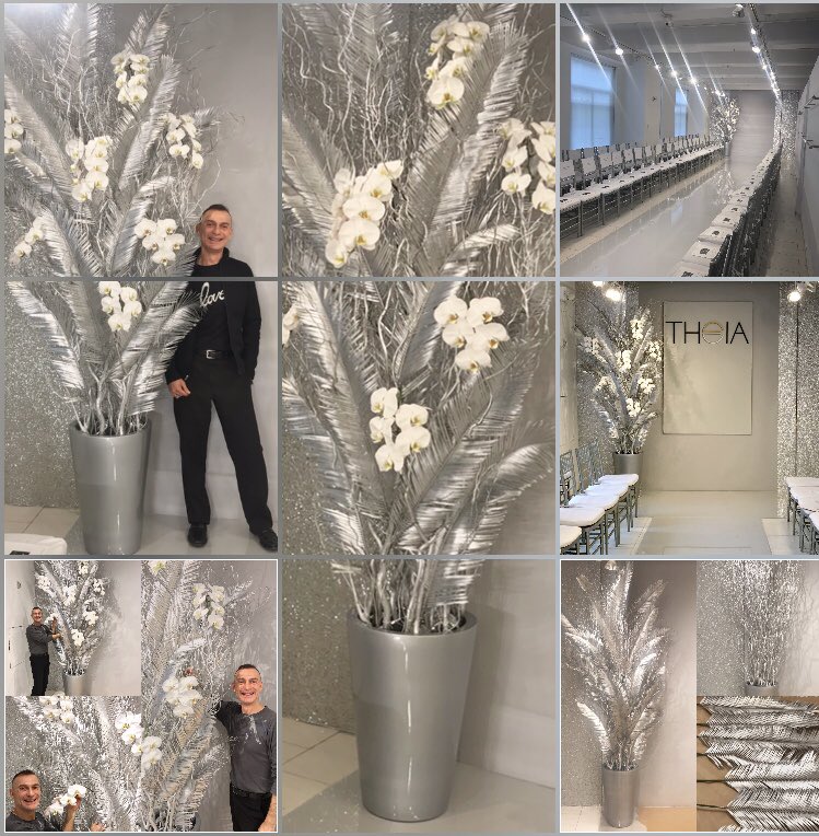 @fleurdepascalny #silver #gliterry #70sfashion #sparkling #setdecor for @dononeilldesign ‘s @theiacouture amazing #bridal #fashionshow #disco #inspiration #fleurdepascalny #nycflorist #floraldesigner