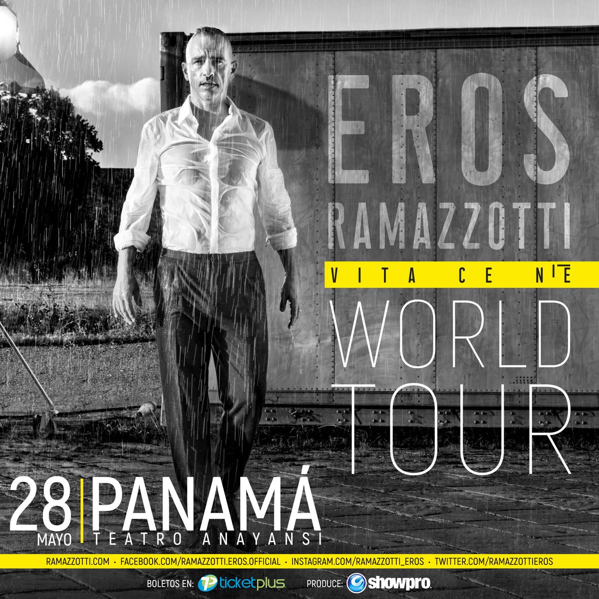 TicketplusPTY's tweet photo. ¡Ya a la venta las entradas para el tour #VitaCeNe de #ErosRamazzotti!
Acércate a Audiofoto Altaplaza, Multiplaza y Paitilla y prepárate a vivir una noche cargada de recuerdos y grandes momentos. https://t.co/JYDfJ5Kbt0