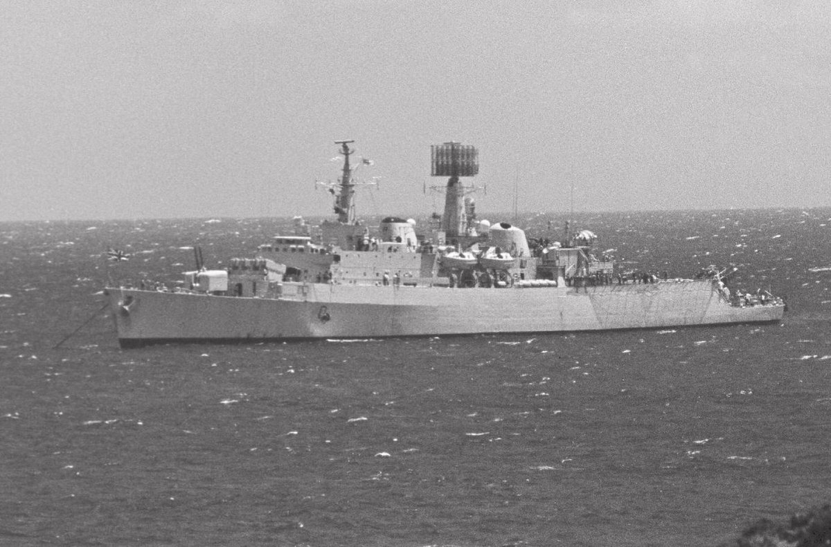 HMS Antrim leaves Ascension Island en route for South Georgia with M Company 42 Commando on board. Antrim was the flagship of Operation Paraquet, the mission to recapture South Georgia. More on that another day....