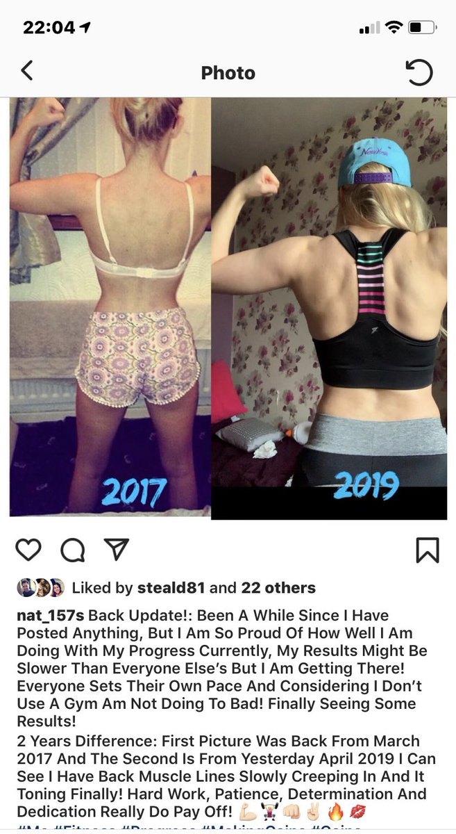 NatalieS157's tweet photo. Back Update: 2 Years Difference, I Donโt Use A Gym Either, All I Do Is All Home Training! And By God Does Hard Work, Patience, Dedication And Determination Pay Off! So Proud Of My Progress So Far!๐ช๐ป๐ฅ#NerdyGirlWhoTrains #MakingGain #Progress #BackMuscles #DontNeedAGym #HardWork https://t.co/oYnThtPU8x