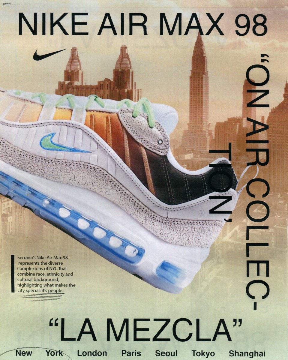 bodega's tweet image. Nike QS Air Max 98 "On Air" release Saturday 4/13 ($200) • Available online at 10am EST and in-store at both our Boston and Los Angeles locations at 11am local time on a first come, first served basis. #nike #quickstrike #airmax #footwear #bodega