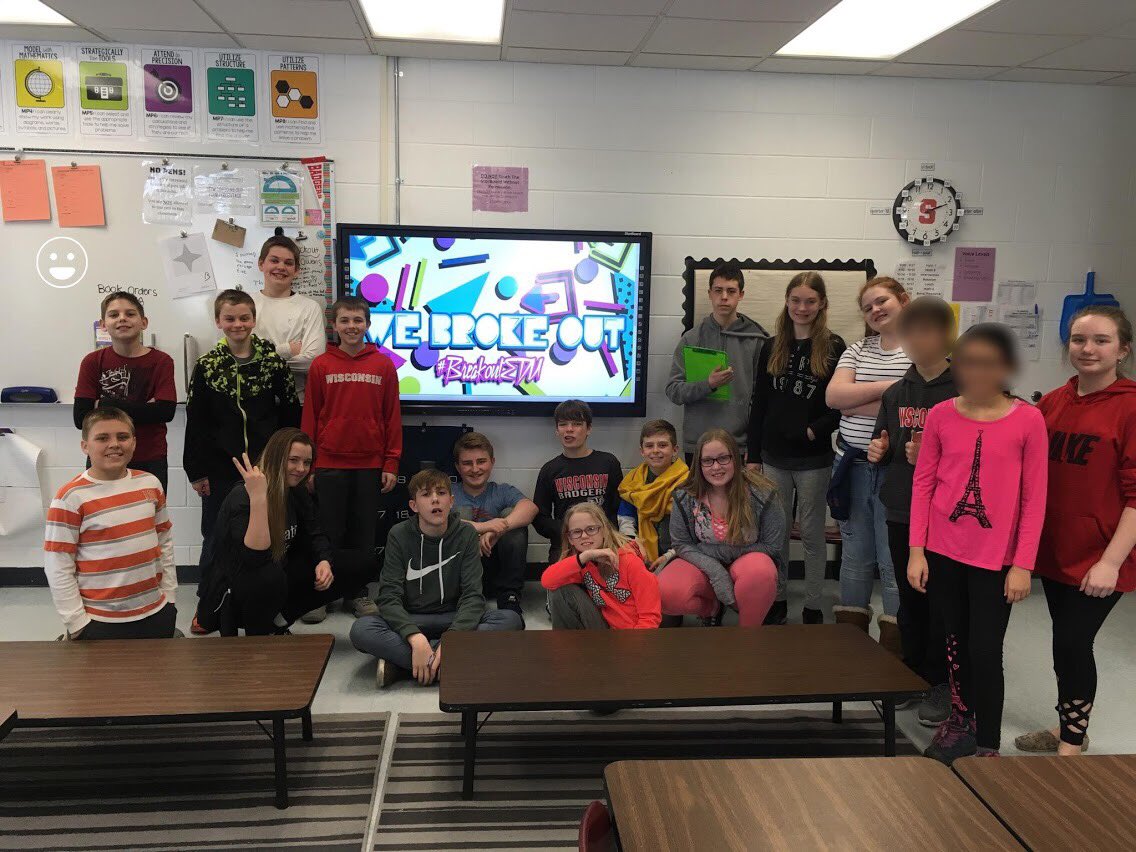 MsSeefeldt's tweet photo. We Broke Out #breakoutedu  #totally80sradicaltimetraveladventure #stockbridgepride @breakoutEDU https://t.co/tXEcCY2OJ4