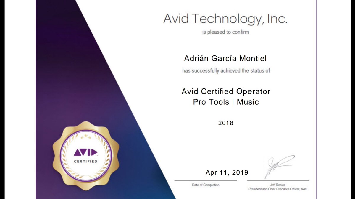 Adrian4GM's tweet image. #protools #certifiedoperator @AvidProTools @Avid