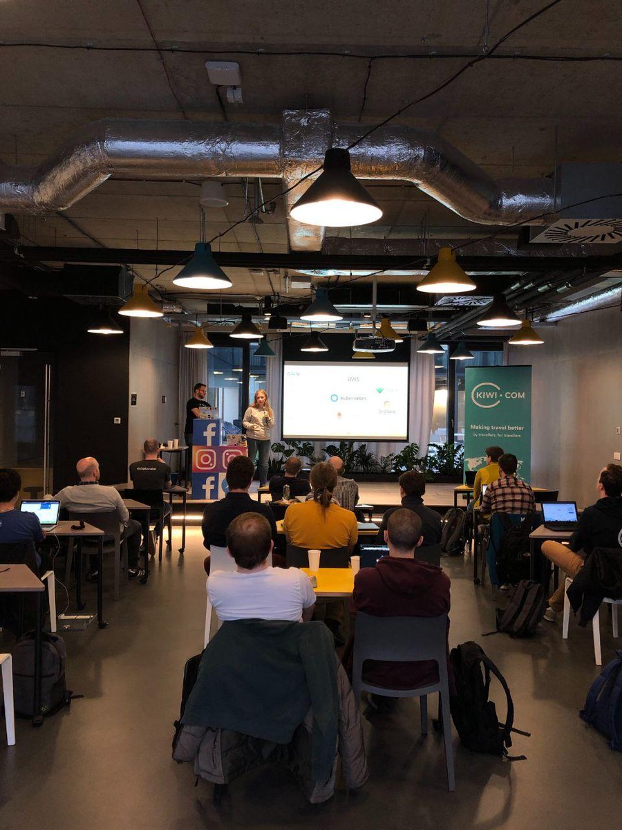 codekiwicom's tweet image. .@sleepypioneer and @jasongwartz have started their workshop in #Prague and are sharing their work on @Ecosia. The workshop consists on Instrumenting Go applications with #Prometheus. #TechWeekCE