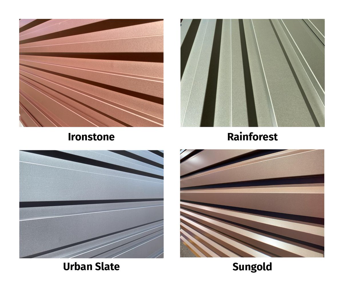 SteelscapeLLC's tweet photo. Four Brand New Metal Colors for 2019 – Let us know your favorite color: Ironstone, Rainforest, Urban Slate or Sungold https://t.co/VWqpdxma87 https://t.co/GWnIkAcCAf