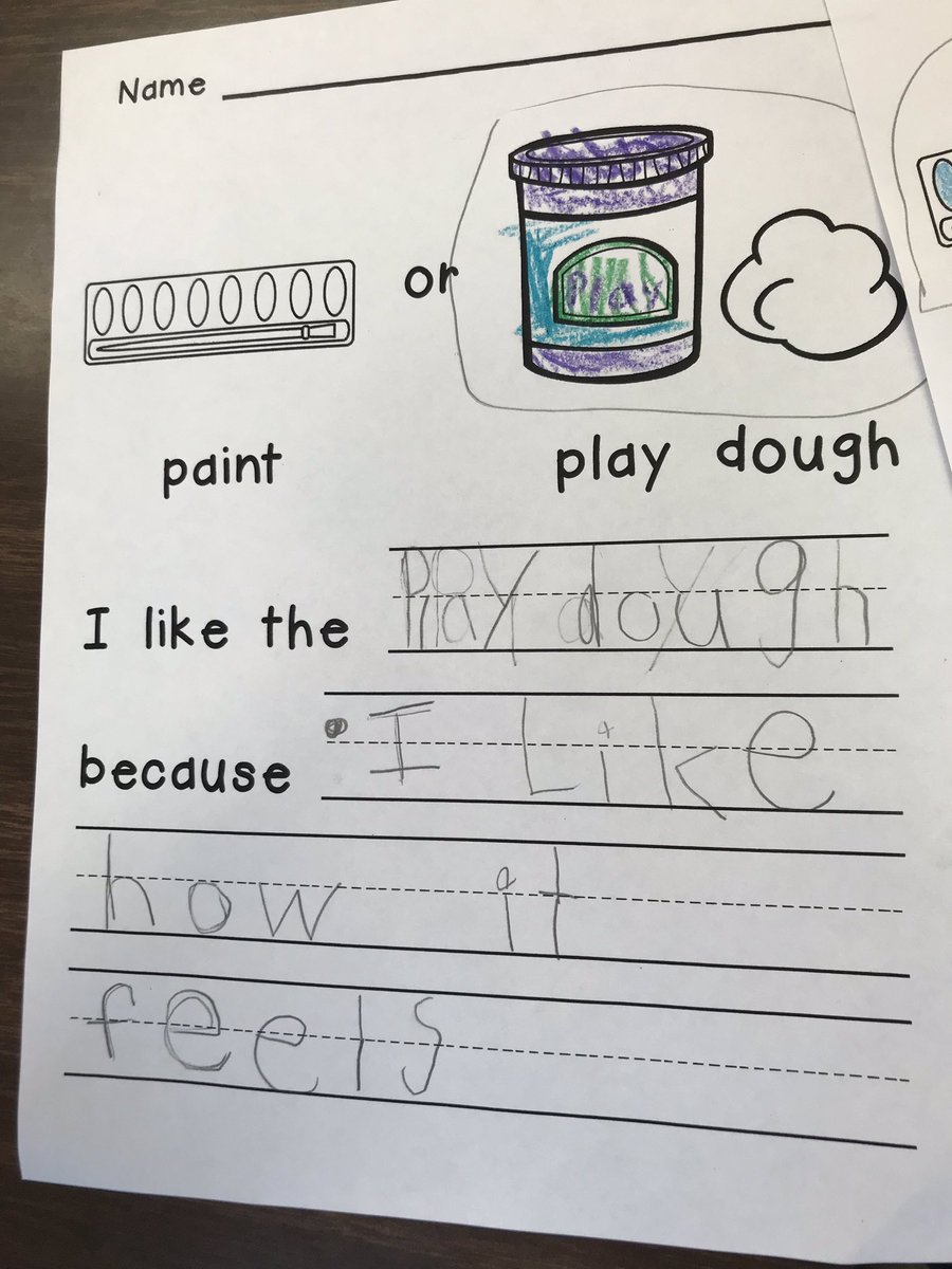 MissMirtsRBE's tweet photo. Today we wrote an opinion piece. Would you rather play with paint or with play-doh? https://t.co/RBH73BL0Nx