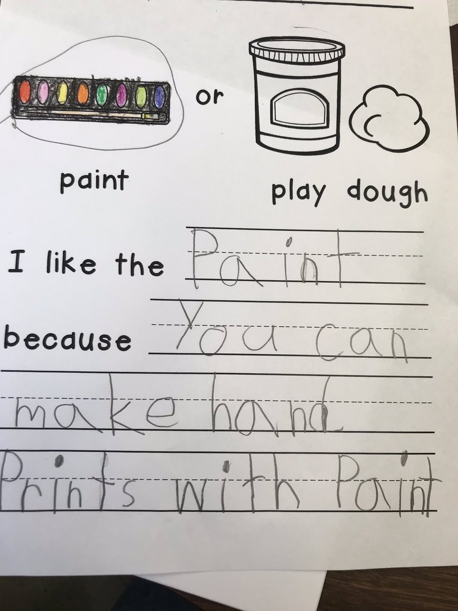MissMirtsRBE's tweet photo. Today we wrote an opinion piece. Would you rather play with paint or with play-doh? https://t.co/RBH73BL0Nx