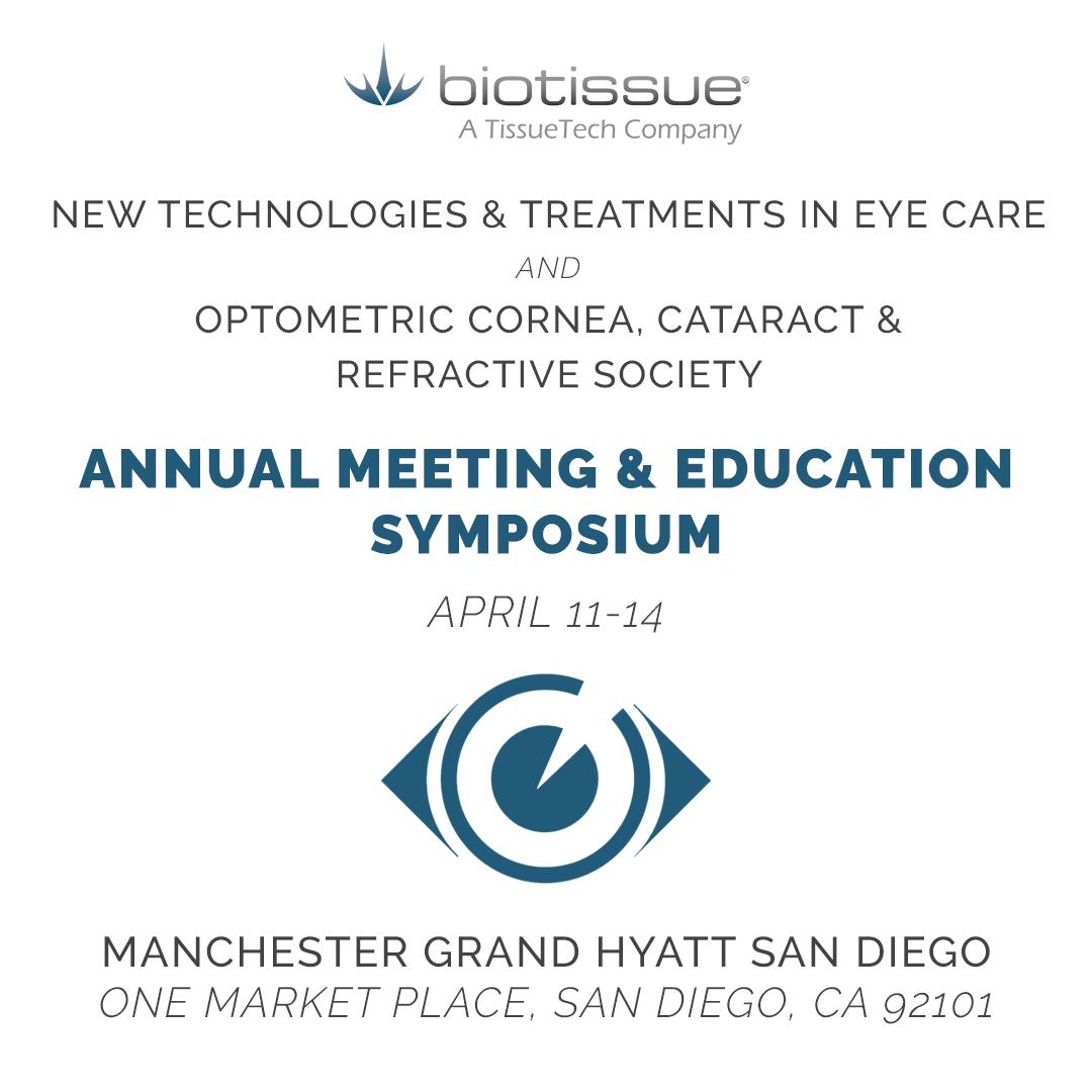 BiotissueOcular's tweet photo. TODAY THROUGH SUNDAY: Come visit us at New Technologies & Treatments in Eye Care and Optometric Cornea, Cataract & Refractive Society's Annual Meeting and Education Symposium! https://t.co/Y2vjiFtrJg @revoptom #OCCRS #Optometry #Ophthalmology https://t.co/H7A2IYr3Ch