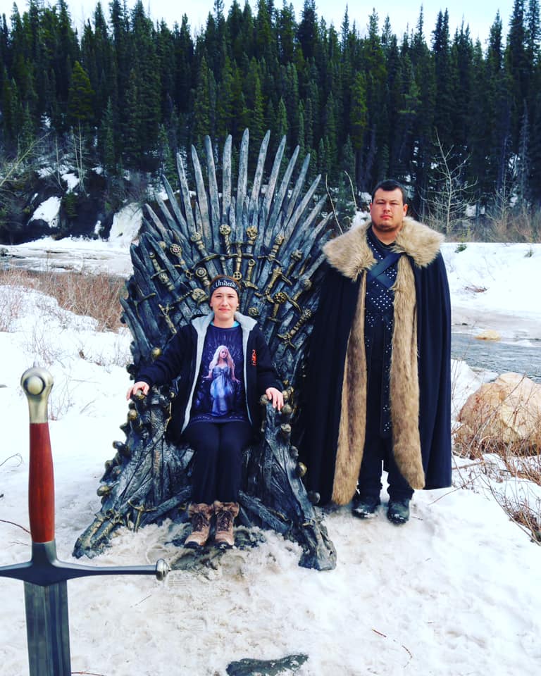 LoElliottOrtho's tweet photo. Awesome photo of our patient Kayla sitting in the Game of Thrones Chair @TumblerRidgeBC https://t.co/vZIp1UPOoH