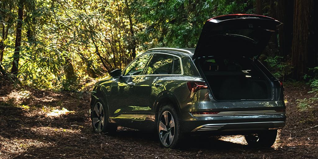 Audi's tweet image. The trunk isn’t the only thing popping. #etron