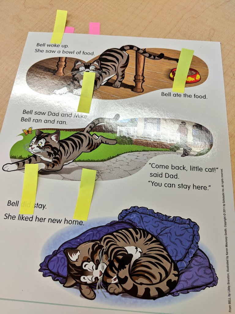 MrsMooreTeach's tweet photo. First graders used sticky notes to find an of the silent e words in our story today! @JJESOwls #BeBraveBeBoldBeYou https://t.co/ndqnekafAV