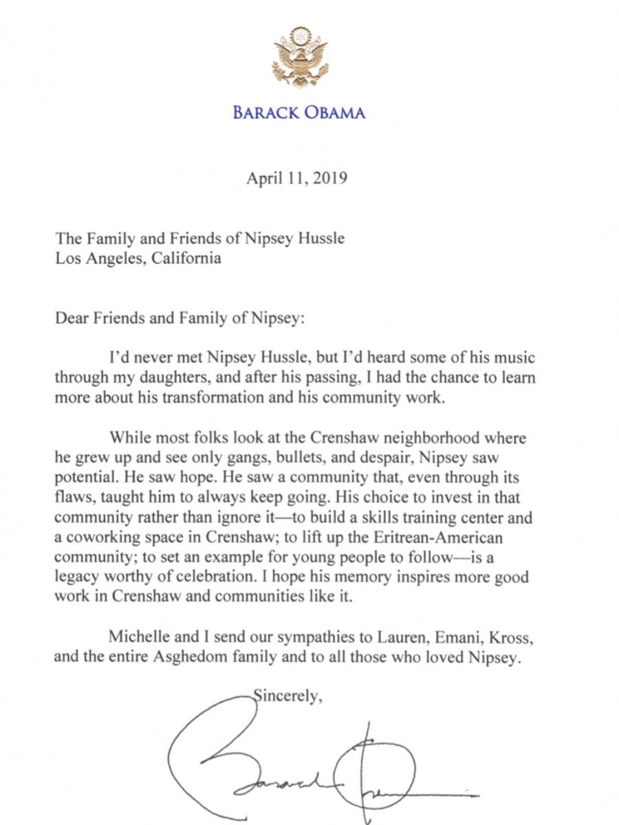 Ému par sa mort, Barack Obama raconte comment il a connu Nipsey Hussle