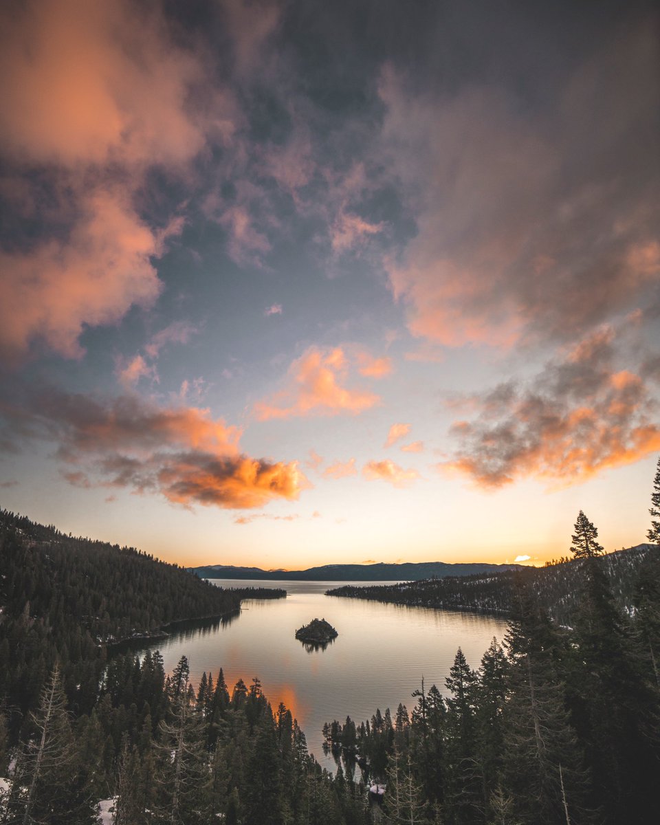 First light over Emerald Bay. Photo taken yesterday by Woody Wilcox. #LakeTahoe