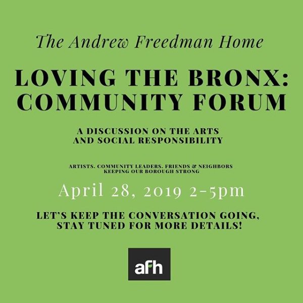 #SaveTheDate! April 28 | 2-5pm The #AndrewFreedmanHome is hosting a #communityforum led by a panel of community leaders. Stay tuned for more information about panel members & official Eventbrite link RSVP. #bronx #bronxlove #arts #newyorkcity #newyork #paneldiscussion #artists
