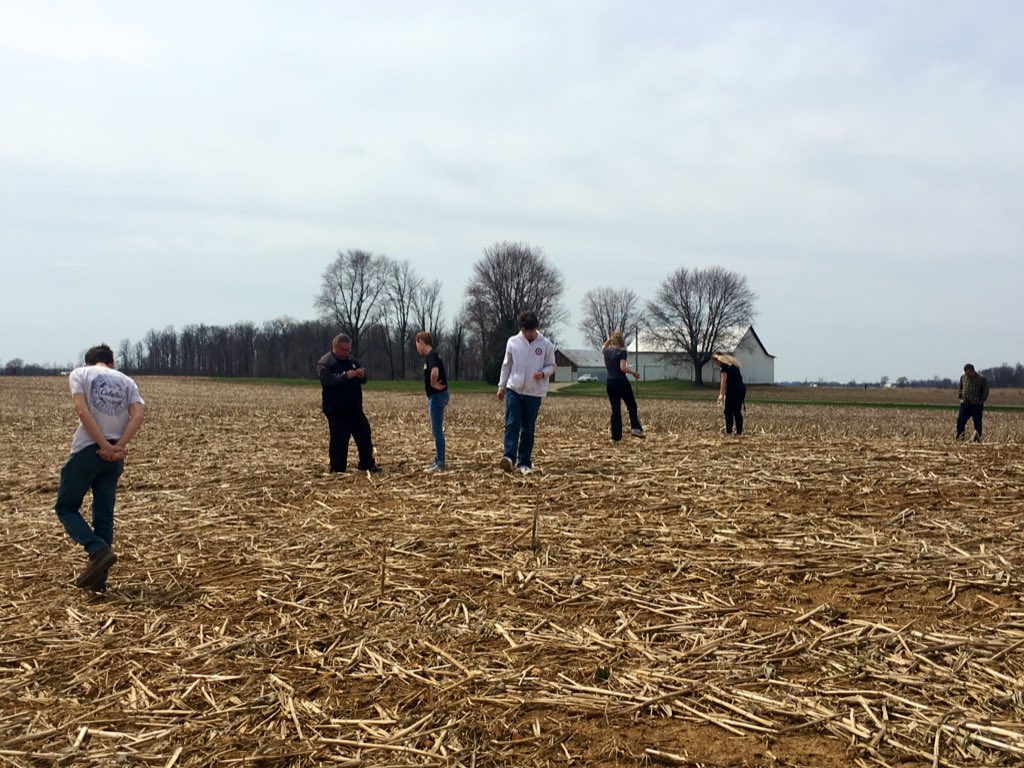 BotkinsSchool's tweet photo. It’s a beautiful day for a walk through the field. So Mr. Trego’s Arch. History class took a short trip outside of town to search Opperman’s field for Indian artifacts. They found a lot of flakes in a short time. #indiantreasures #notallrocksarespecial #arrowheadhunting https://t.co/aqSnu70nrE