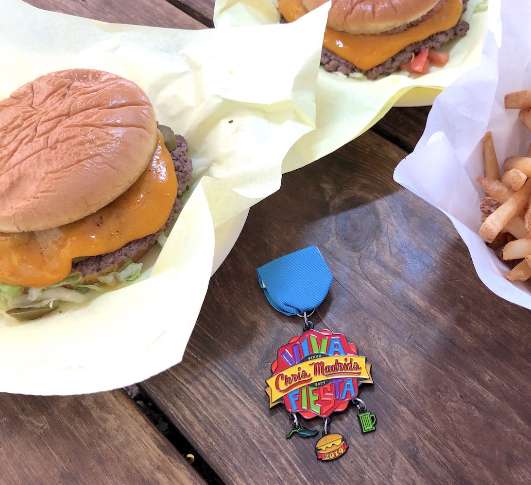 chrismadrids's tweet photo. The perfect excuse to get your Chris Madrids fix this week -- Swing by to grab your 2019 fiesta medal, now available at the truck for just $10. 🍔🏅🎉
.
#Fiesta2019 #SAFiesta #SanAntonio #ChrisMadrids https://t.co/NM8UnFazue