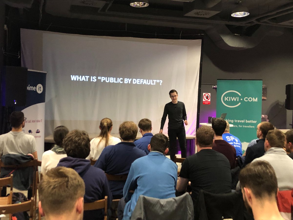 codekiwicom's tweet image. .@kiwicom247 Software Platform Lead, @underyx, speaking about #PublicByDefault and how overcommunicating is the secret to a happier Life. #TechWeekCE